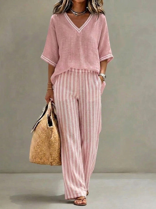 Amalia | Conjunto de Rayas Elegante y Casual