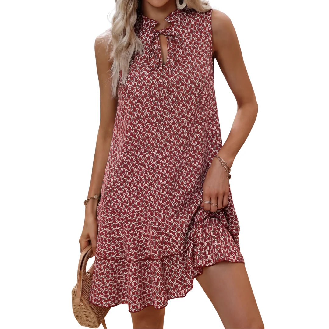 Maira - Vestido estampado bohemio con escote en V