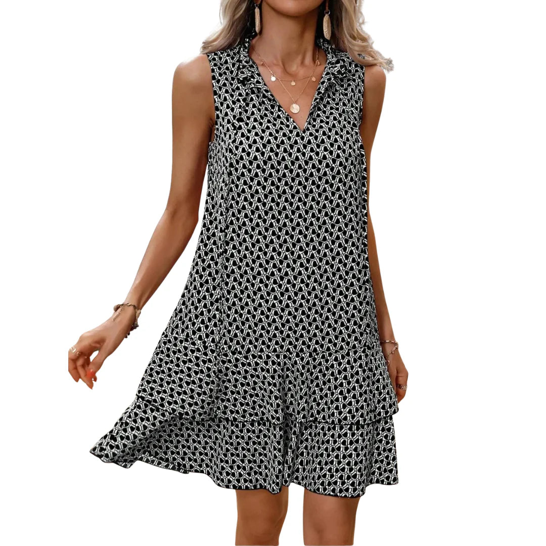 Maira - Vestido estampado bohemio con escote en V