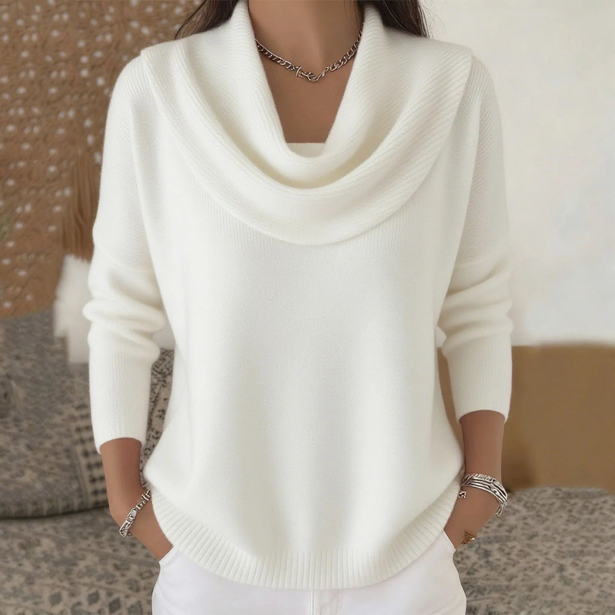 Julieta | Jersey con cuello drapeado