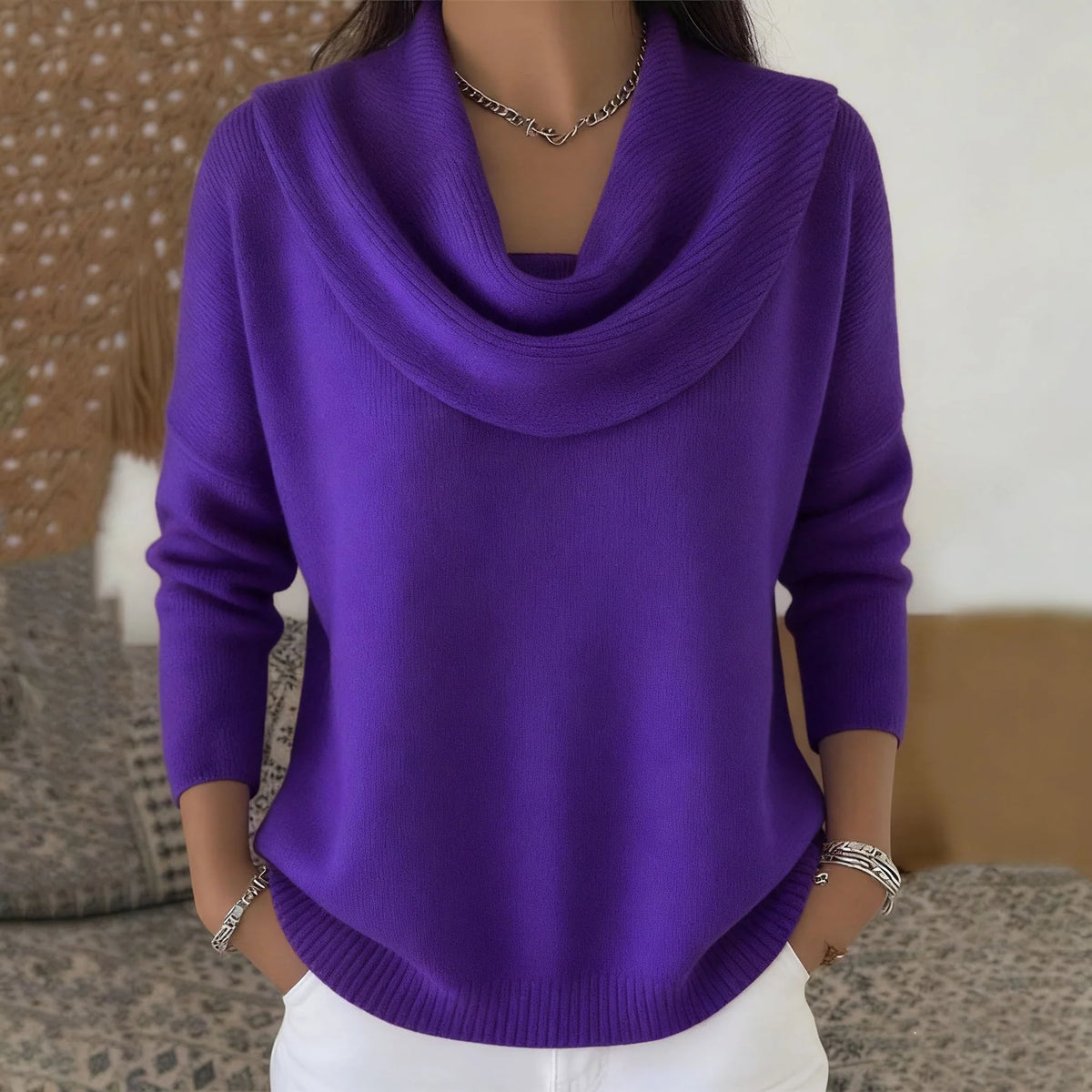 Julieta | Jersey con cuello drapeado