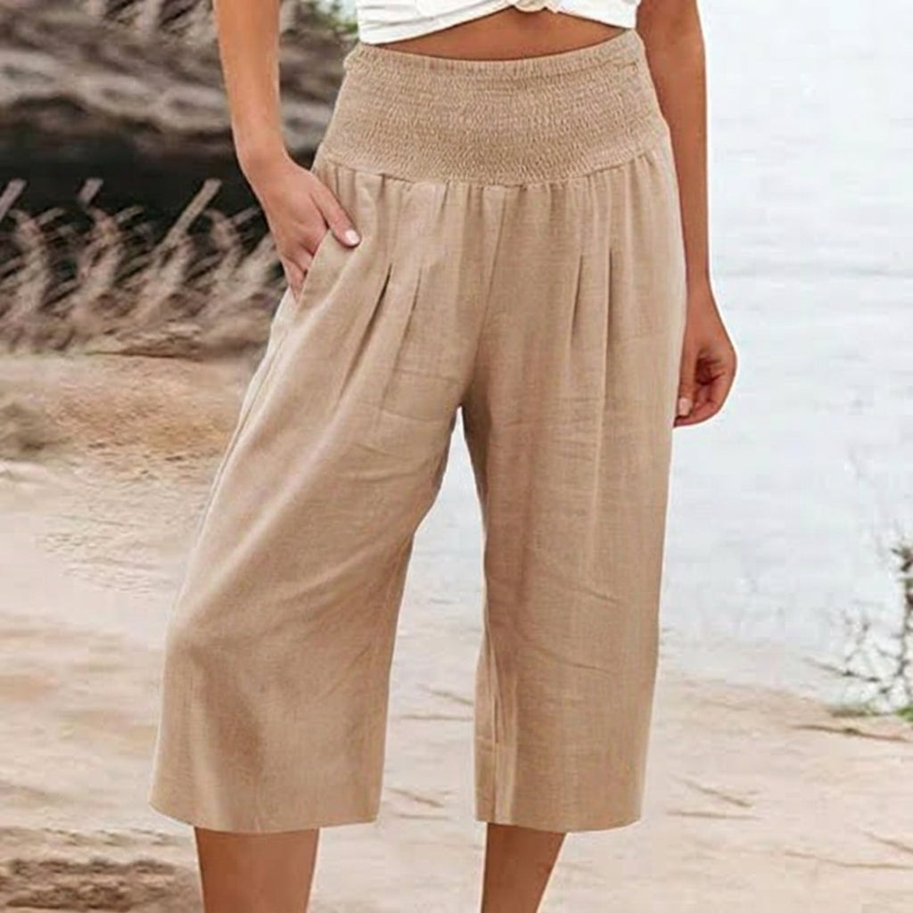 Abril - Pantalones capri ligeros con cintura elástica