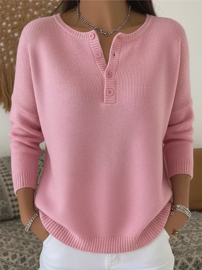 Elena | Jersey de punto con cuello Henley y botones