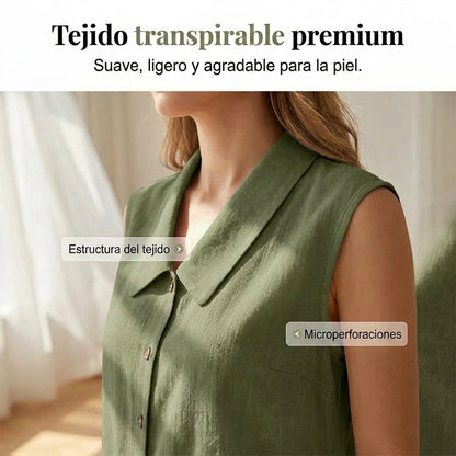 Valentina - Blusa con escote en V y botones
