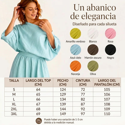 Alba - Conjunto de top sin tirantes y pantalón de pierna ancha