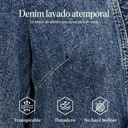 Naia - Chaqueta vaquera con volantes y abertura frontal