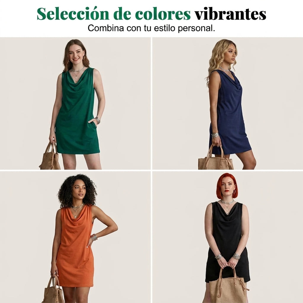 Noa - Vestido elegante con escote drapeado