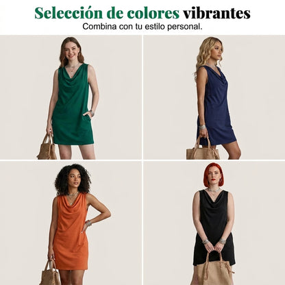 Noa - Vestido elegante con escote drapeado