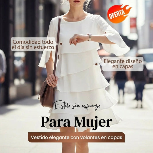 Brisa - Vestido elegante de capas y volantes