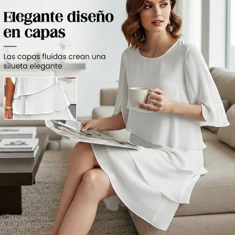 Brisa - Vestido elegante de capas y volantes