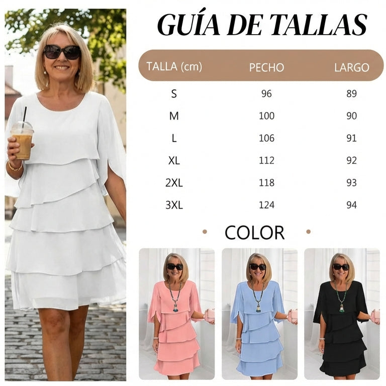 Brisa - Vestido elegante de capas y volantes