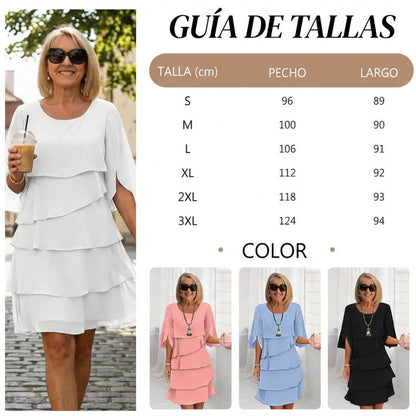 Brisa - Vestido elegante de capas y volantes