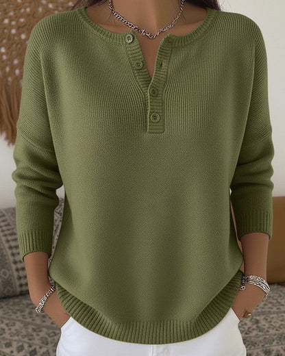 Elena | Jersey de punto con cuello Henley y botones