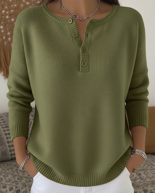Elena | Jersey de punto con cuello Henley y botones