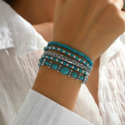 Maelia - Elegante pulsera de varias vueltas en turquesa