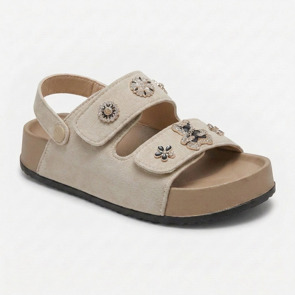 Sandalias de Doble Hebilla con Plataforma y Pines Decorativos