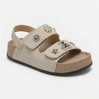 Sandalias de Doble Hebilla con Plataforma y Pines Decorativos