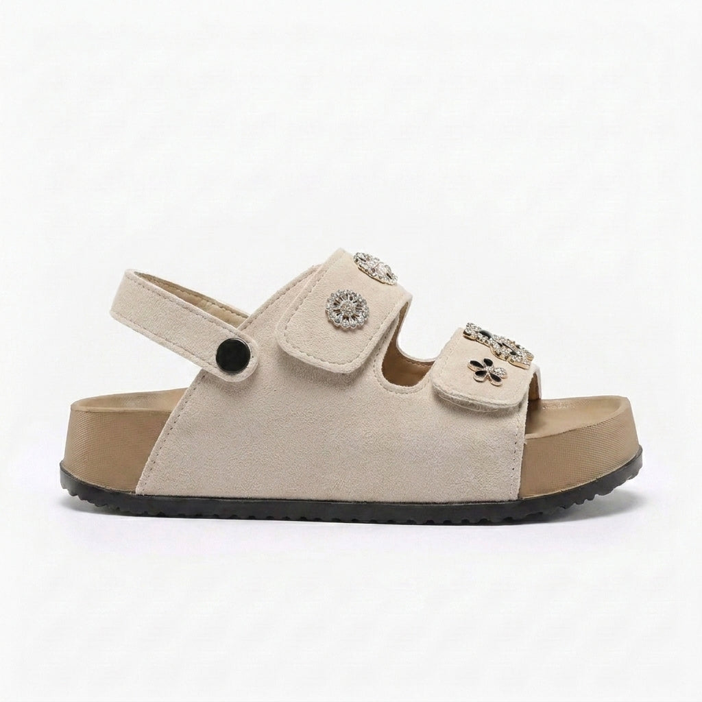 Sandalias de Doble Hebilla con Plataforma y Pines Decorativos