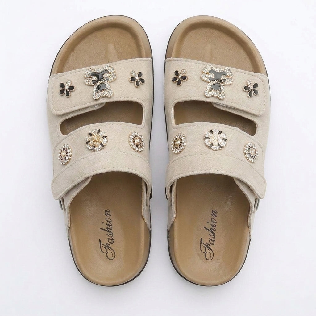 Sandalias de Doble Hebilla con Plataforma y Pines Decorativos