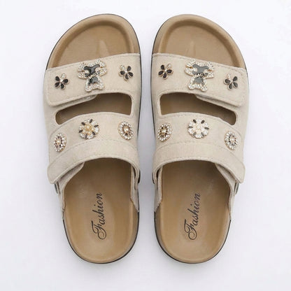Sandalias de Doble Hebilla con Plataforma y Pines Decorativos