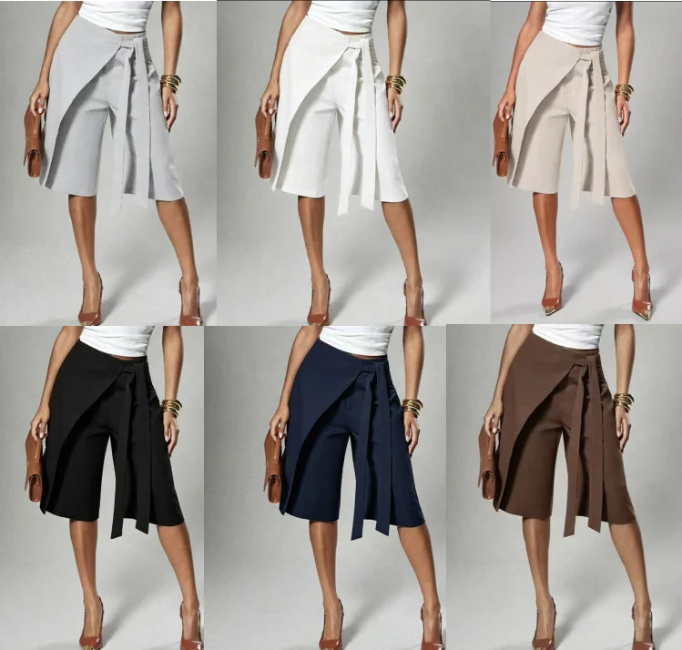 Mía - Elegantes pantalones culotte con lazo
