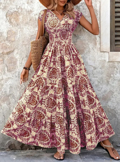 Lorena | Vestido maxi barroco con escote en V