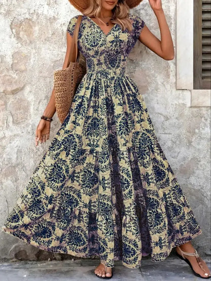 Lorena | Vestido maxi barroco con escote en V