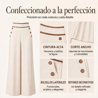 Elena - Pantalón de cintura alta con detalles en contraste