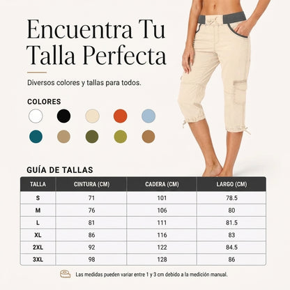 Abril - Pantalón capri cargo de cintura alta