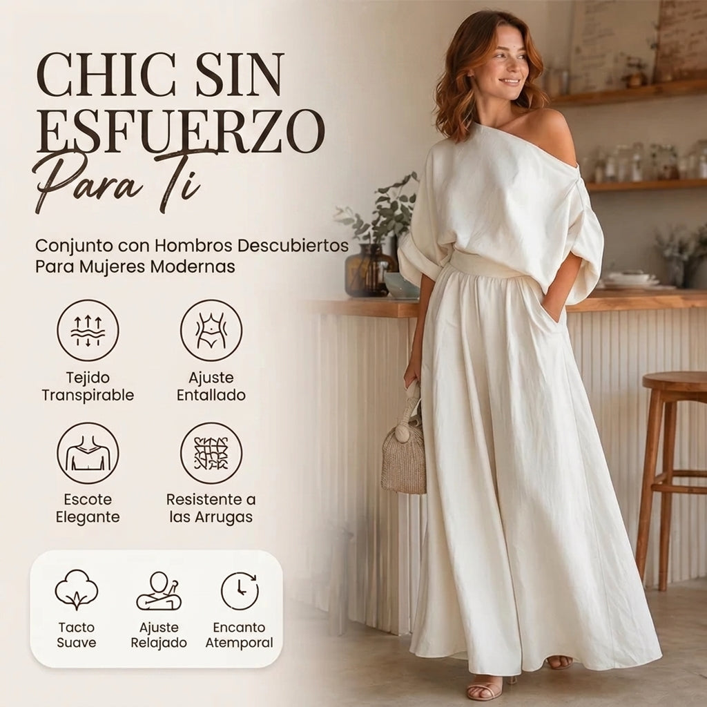 Alba - Conjunto de top sin tirantes y pantalón de pierna ancha