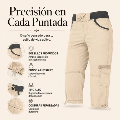 Abril - Pantalón capri cargo de cintura alta