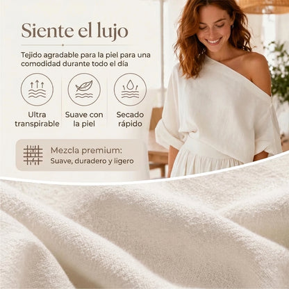 Alba - Conjunto de top sin tirantes y pantalón de pierna ancha