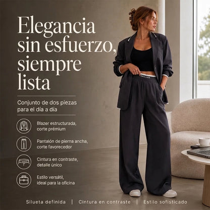 Amaia - Conjunto de blazer y pantalón de corte ancho
