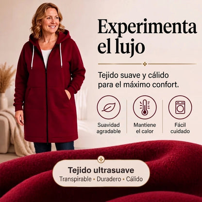 Mariona – Sudadera larga con capucha y cremallera
