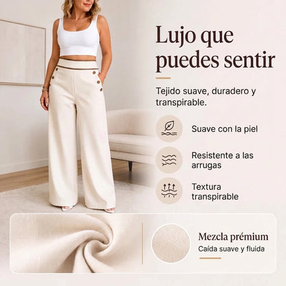 Elena - Pantalón de cintura alta con detalles en contraste