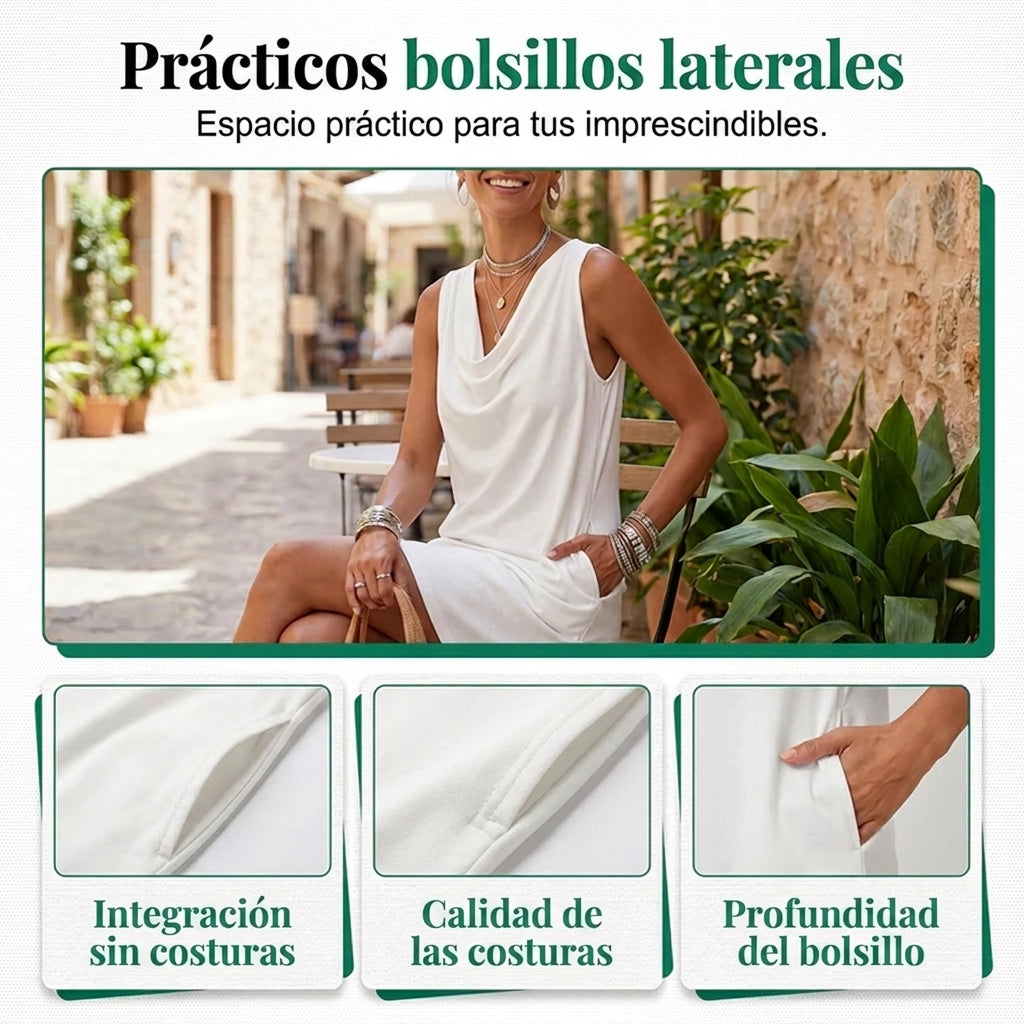 Noa - Vestido elegante con escote drapeado