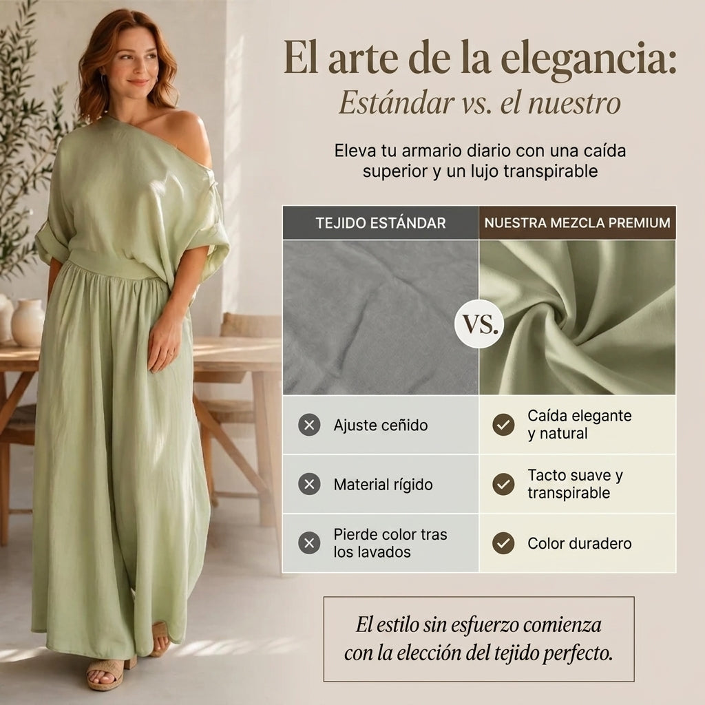 Alba - Conjunto de top sin tirantes y pantalón de pierna ancha