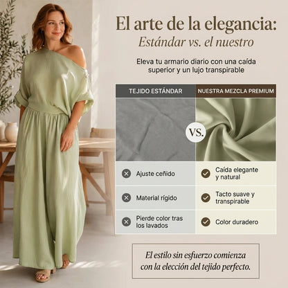 Alba - Conjunto de top sin tirantes y pantalón de pierna ancha
