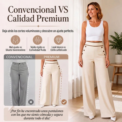 Elena - Pantalón de cintura alta con detalles en contraste