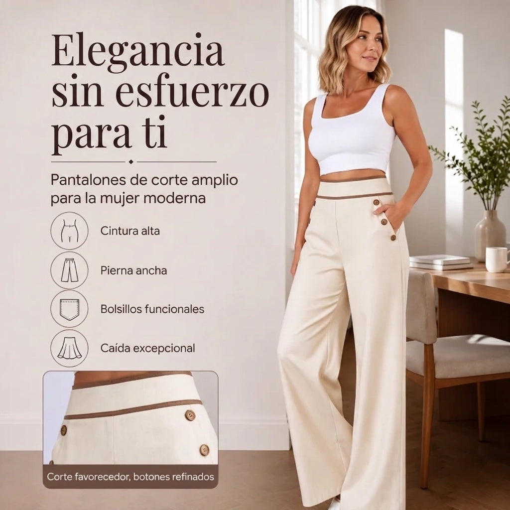 Elena - Pantalón de cintura alta con detalles en contraste
