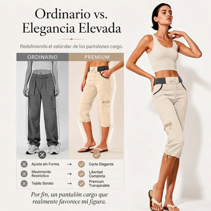 Abril - Pantalón capri cargo de cintura alta