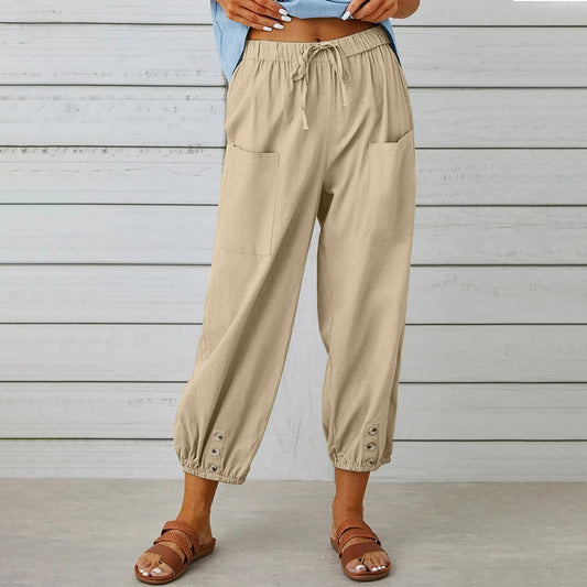 Pantalones anchos con bolsillos para mujer