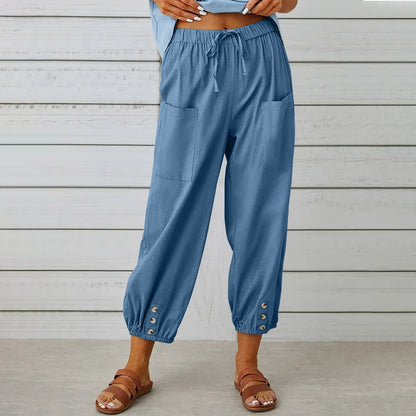 Pantalones anchos con bolsillos para mujer