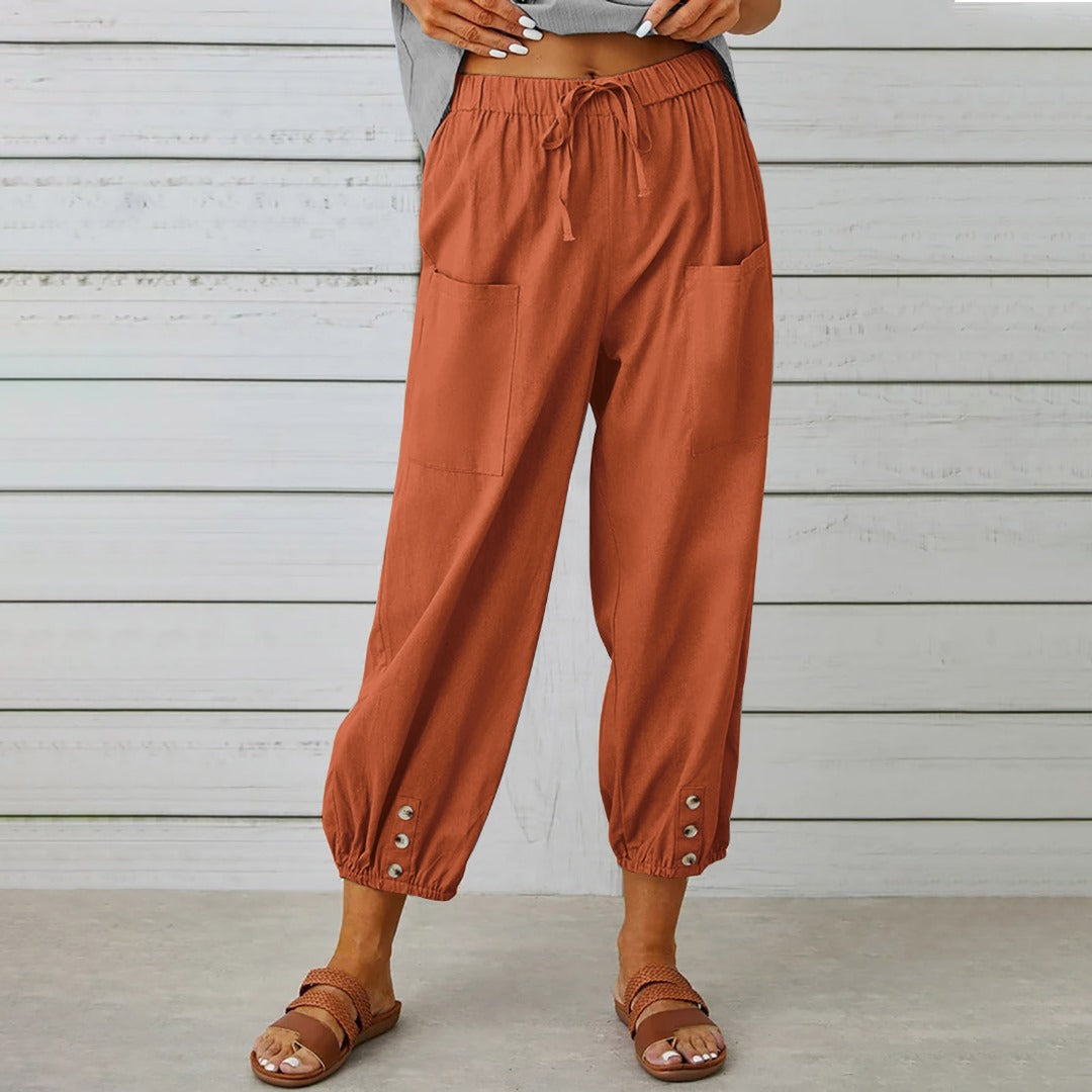 Pantalones anchos con bolsillos para mujer