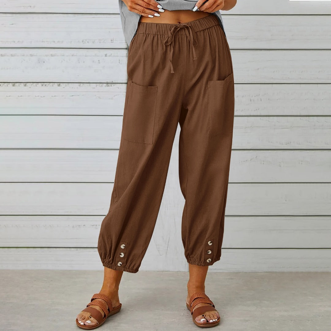 Pantalones anchos con bolsillos para mujer