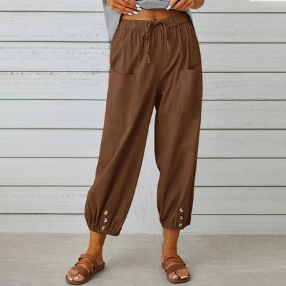 Pantalones anchos con bolsillos para mujer