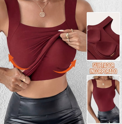 Luna – Top térmico con sujetador integrado y cuello en U