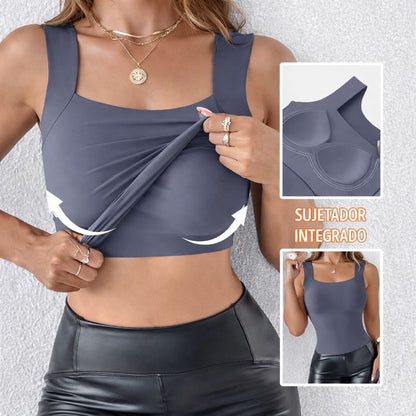 Luna – Top térmico con sujetador integrado y cuello en U