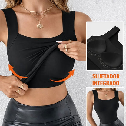 Luna – Top térmico con sujetador integrado y cuello en U