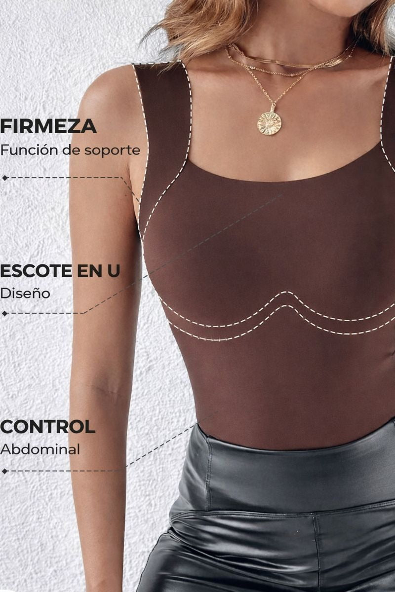 Luna – Top térmico con sujetador integrado y cuello en U